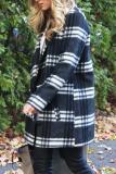 Fold Over Collar  Checkered Trench Coat