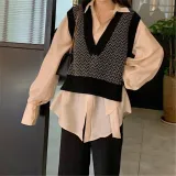Casual Loose V Neck Knitted Sweater Vest