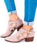 Scalloped Booties Low Heel Hollow-out Buckle Strap Boots