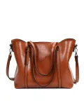 Women Oil Leather Tote Casual Front Pockets Crossbody Bags Handbags