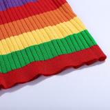 Sexy Rainbow Stripe Tank Sexy Multicolor Rainbow Knitted Crop Top