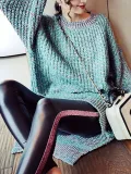 Fashion Round Neck Pure Colour Knitwear Sweater