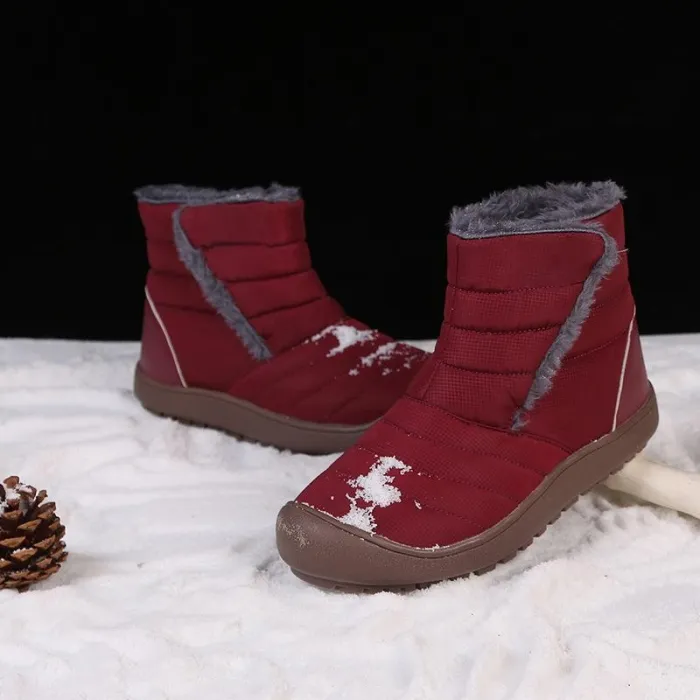 Large Size Unisex Waterproof Fur Lining Slip On Snow Boots