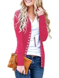 Pink Polyester Solid Casual Sweater