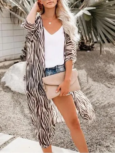 Fashion Casual Printed Sleeve   Cardigan
