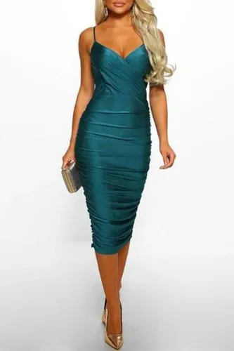 Sexy V Neck Sling Pure Colour Bodycon Dresses