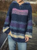 Color-Block Striped Hooded Women's Sweaters