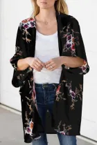Wild Coat Thin Printed Bat Sleeve Mid-Length Cardigan Top