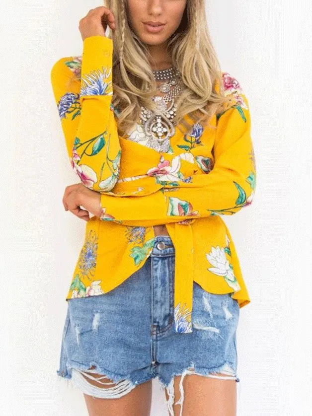 Fashion V Collar Flora Lprinted Suit Jacket