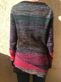 Mottled Striped Paneled Long Sleeve Women's Sweaters