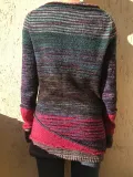 Mottled Striped Paneled Long Sleeve Women's Sweaters