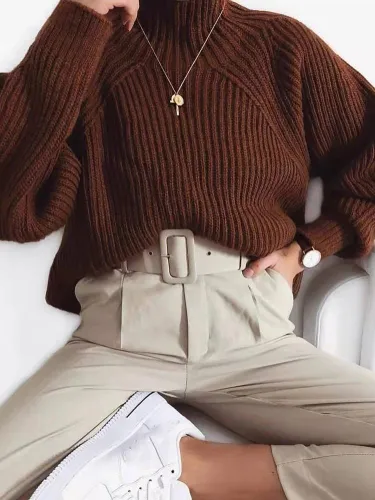 Women's Solid Color Casual Sweater