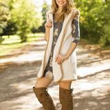 Casual Pure Colour Cotton Hooded Vest Cardigan