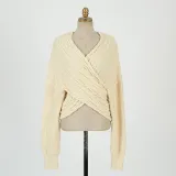 Fashion V-collar Printed Long-Sleeved Sweater
