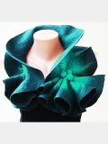 Blue Ombre/tie-Dye Cotton-Blend Casual Paneled Scarves & Shawls