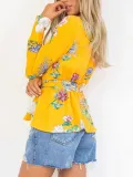 Fashion V Collar Flora Lprinted Suit Jacket