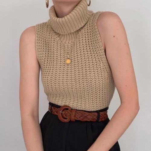 Women's High Neck Sleeveless Knit Sweater Vest