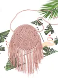 Women Hand-Woven Straw Shoulder Bag Tassel Beach Bag Handbag