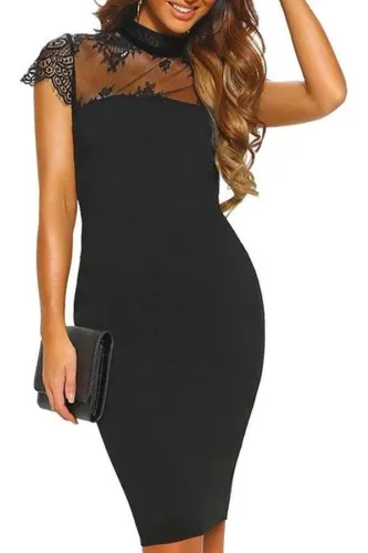Sexy Lace See-Through Belted Bare Back Bodycon Dresses