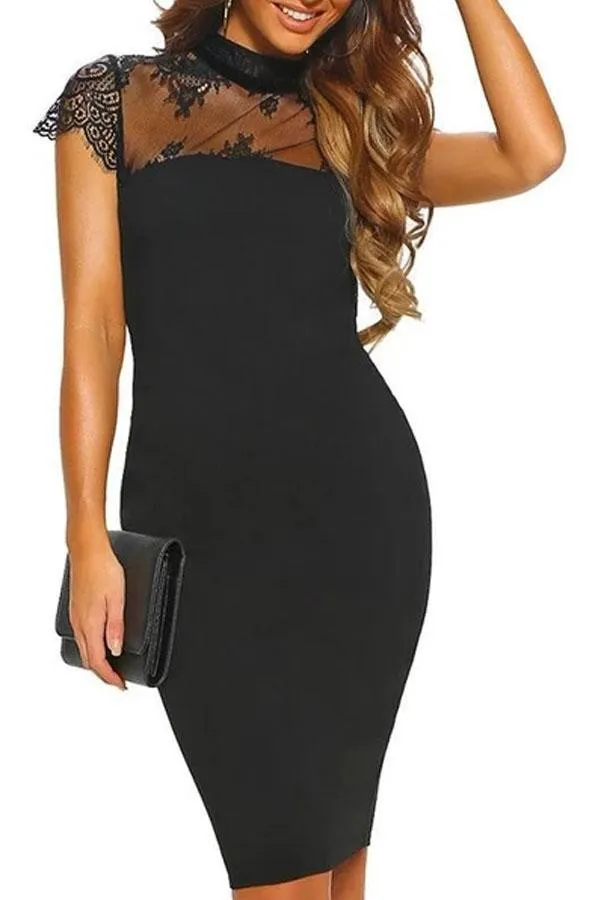 Sexy Lace See-Through Belted Bare Back Bodycon Dresses