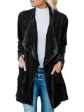Long Sleeve Solid Casual Velvet Cardigans