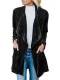 Long Sleeve Solid Casual Velvet Cardigans