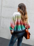 Color-Block Casual Ombre/tie-Dye Shift Sweater