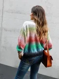 Color-Block Casual Ombre/tie-Dye Shift Sweater