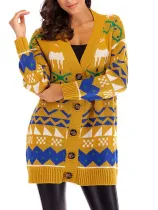 Casual Paneled Animal Cotton Sweater