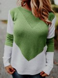 Abstract Knitted Long Sleeve Sweaters Plus Size Pullovers
