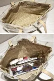 Women's Causal Snap PVC Woven Straw Tote Bag