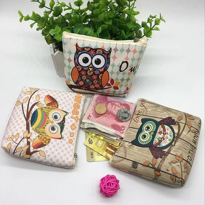 Fashion Cartoon Owl Zero Wallet Key Bag Children's PU Wallet Coin Bag