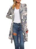 Casual Camouflage Printed Abstract Shift Cardigan