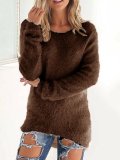 Paneled Crew Neck Casual Sweater