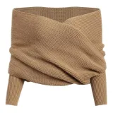 Casual Pure Color Shoulder Collar Sweater