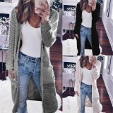 Casual Knitted Long Sleeve Plain Pocket Cardigans
