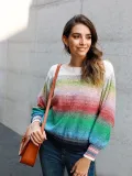 Color-Block Casual Ombre/tie-Dye Shift Sweater