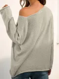 Long Sleeve V Neck Plain Casual Sweaters