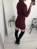 Casual Button Knitted Pure Colour Bodycon Dresses