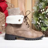 Women Warm Martin Booties Casual Comfort Plus Size Lace Up Shoes
