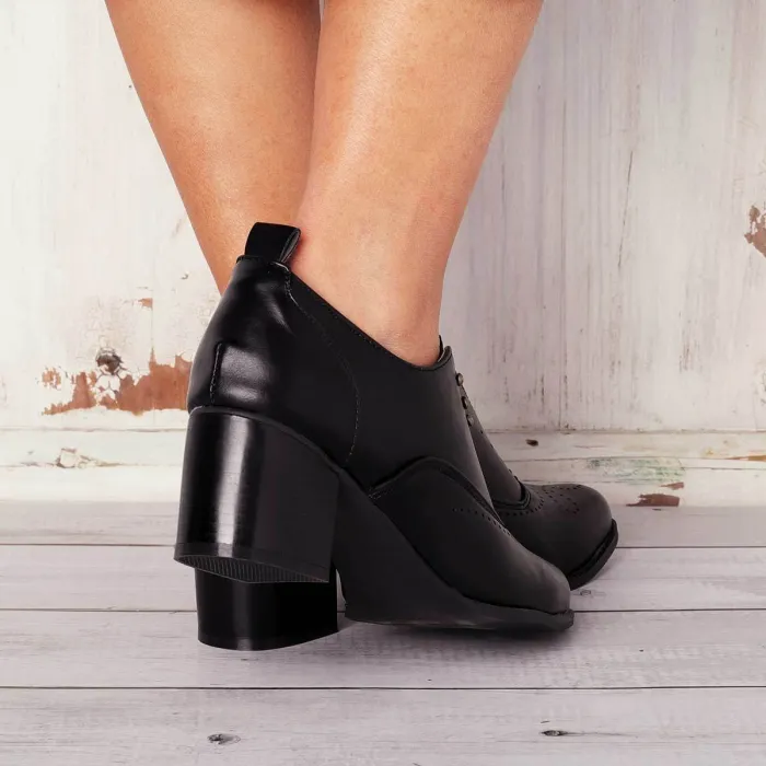 Vintage Slip On Booties Chunky Heel Pu Boots