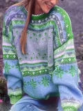 Color-Block Tribal Long Sleeve Sweaters