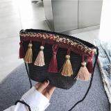 Women Tassel Straw Basket Bag Daytime Beach Shoulder Bags