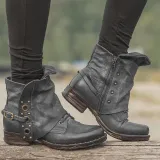 Women Motor Casual Chunky Heel Pu Zipper Spring/fall Ankle Boots
