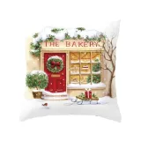 Christmas Pillow Case Deer Snowman Pattern Pillow Cover Cotton Linen