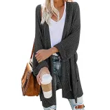 Casual Side Slit Soft Long Sleeve Midi Sweater Cardigan