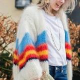 Casual Bat Sleeve Striped Knit Cardigan
