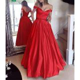 Fashion Off-Shoulder Pure Colour Evening Dress