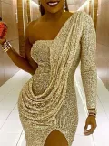 Sexy Single Shoulder Slit Evening Dress