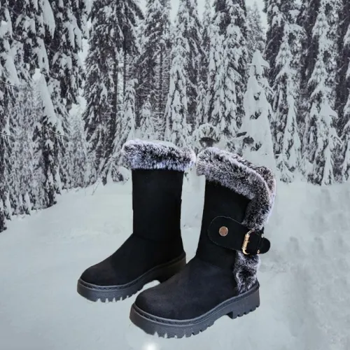 Women New Snow Boots Low Heel Mid-Calf Warm Boots